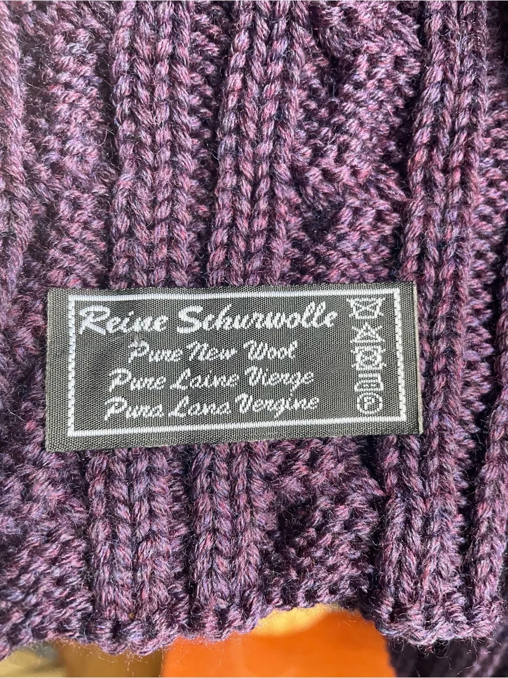 Chunky Plum Purple Scarf Classic Braided Cable Knit Wool Soft